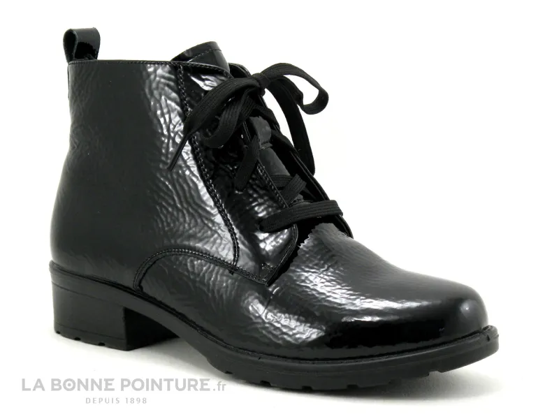 Achat chaussures Inéa Femme Chaussure montante, vente Inea NELIZE verni noir - Lacet moutarde - Chaussure montante Femme