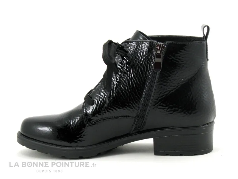 Achat chaussures Inéa Femme Chaussure montante, vente Inea NELIZE verni noir - Lacet moutarde - Chaussure montante Femme