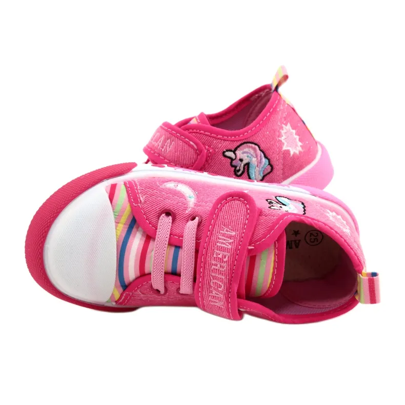 American Club Sneakers Avec Empiècement Cuir Velcro Américain TEN14/22 Rose Jeans Rose