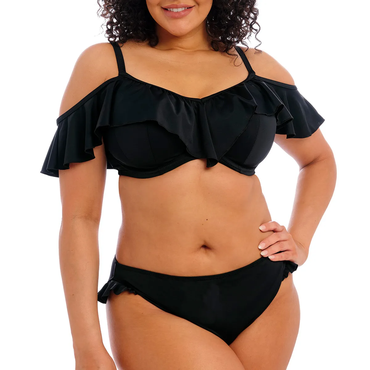 Bas de maillot de bain grande taille Plain sailing noir Elomi Swim