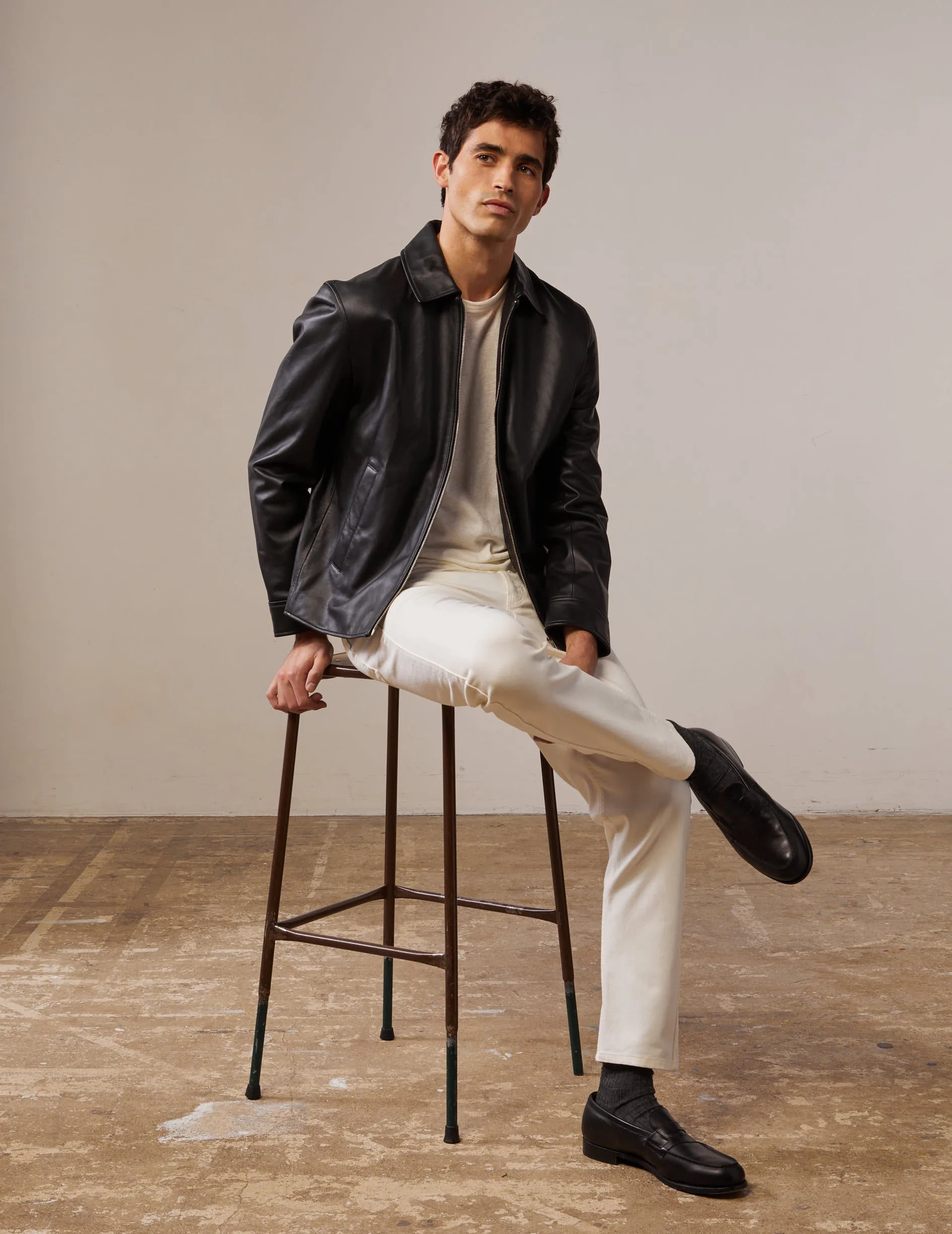 Blouson Hunter en cuir noir