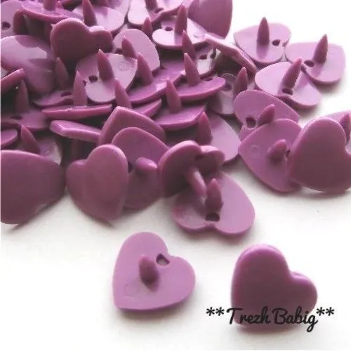 Bouton pressions kam coeur mauve b41