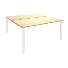 Bureau Bench IRIS - L160 cm - Plan de départ - Pieds blanc - plateau imitation Erable