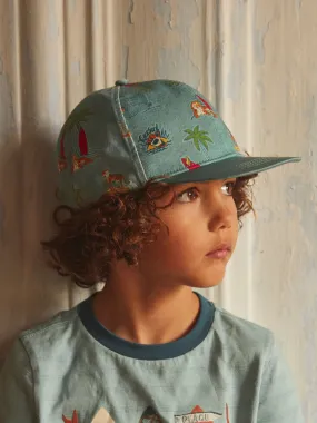 Casquette bleue avec imprimés