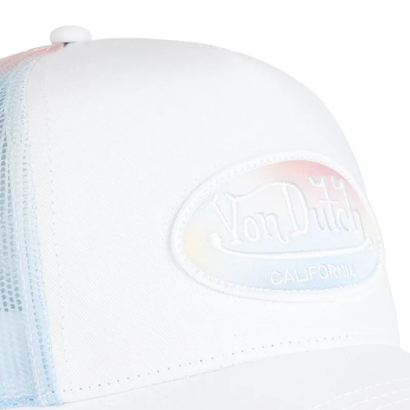 Casquette Vondutch Blanche Trucker Filet Bleu Snapback PASTEL