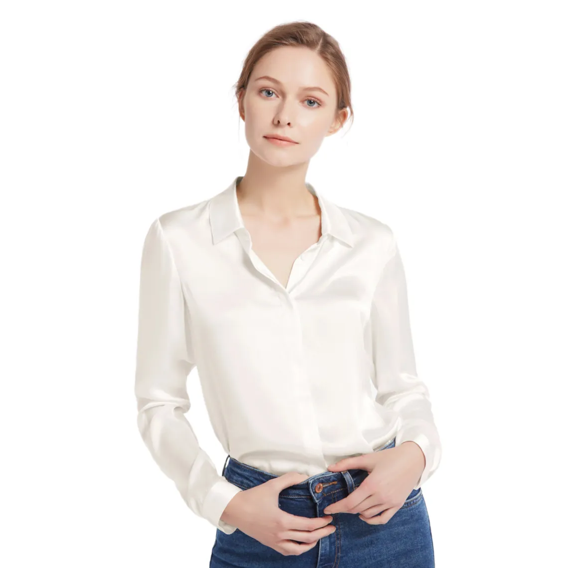 Chemise en soie boutonnée Blanc  | 3 Suisses