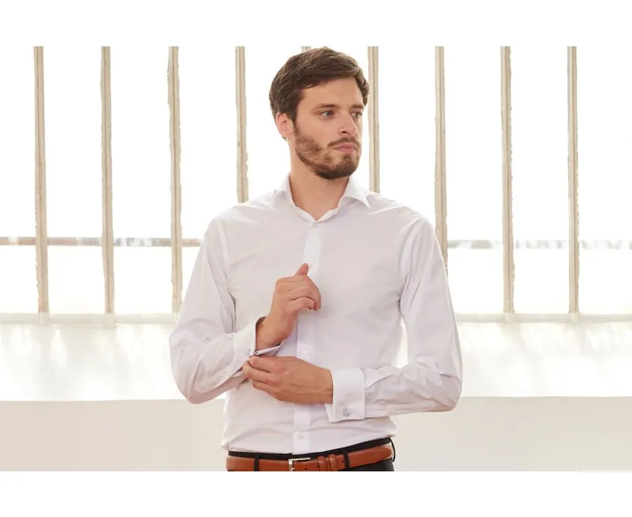 Chemise homme blanche à boutons de manchette Albertino Classic