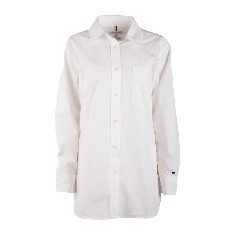 Chemise longue coton blanche regular Femme TOMMY HILFIGER à prix 