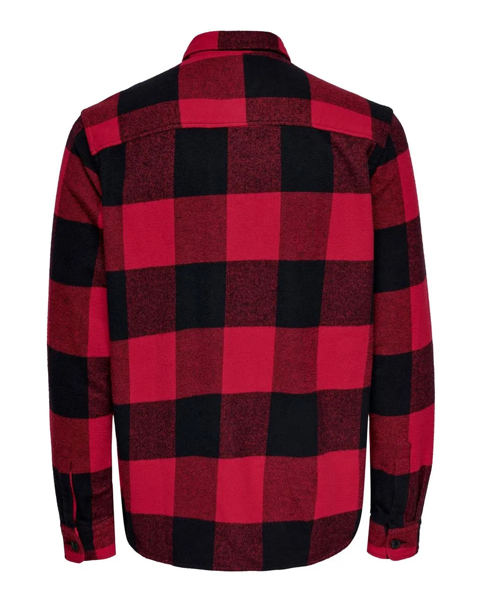 Chemise manches longues Homme ONSMILO LIFE LS CHECK OVERSHIRT NOOS Rouge