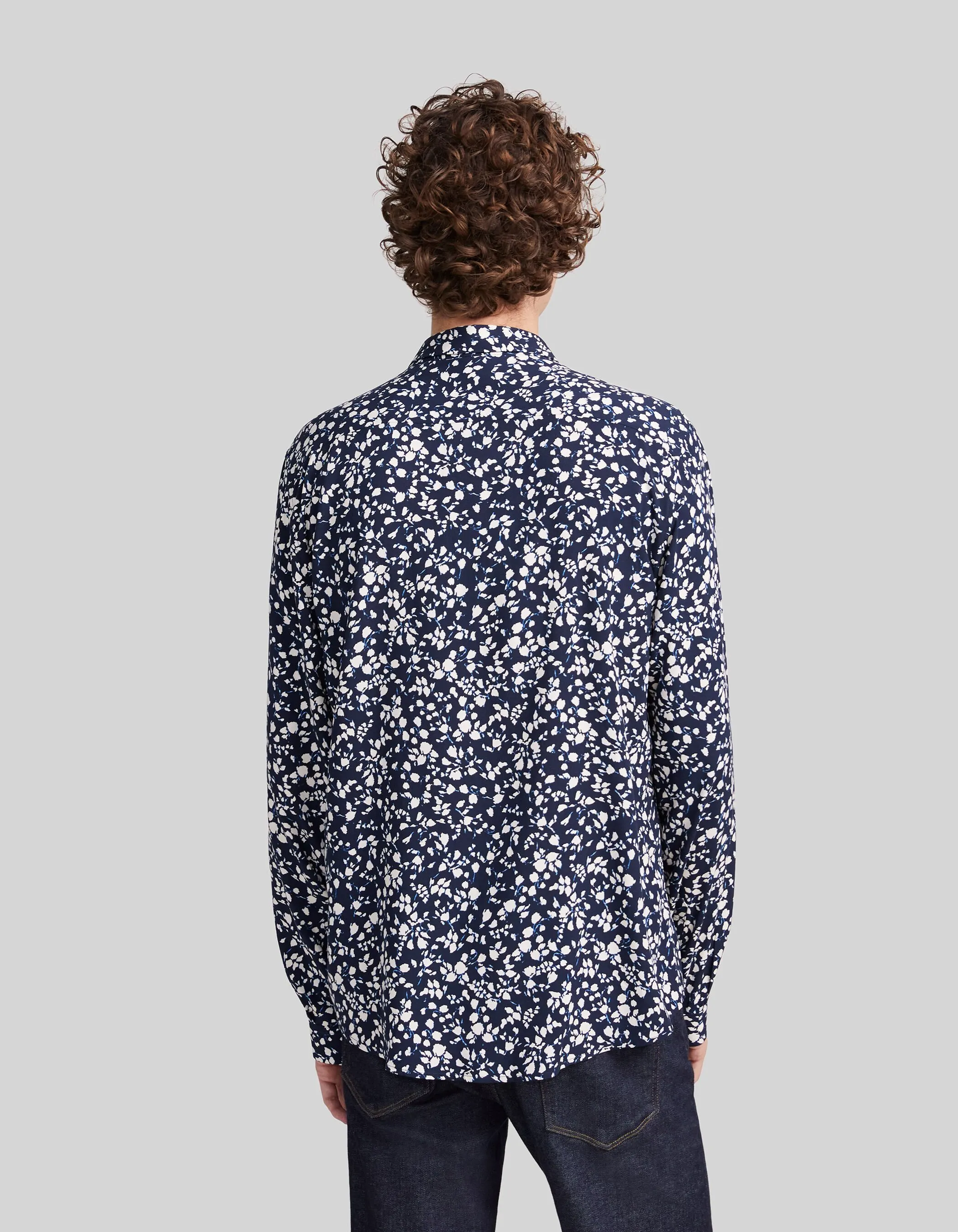 Chemise SLIM marine LENZING™ ECOVERO™ motif fleuri Homme