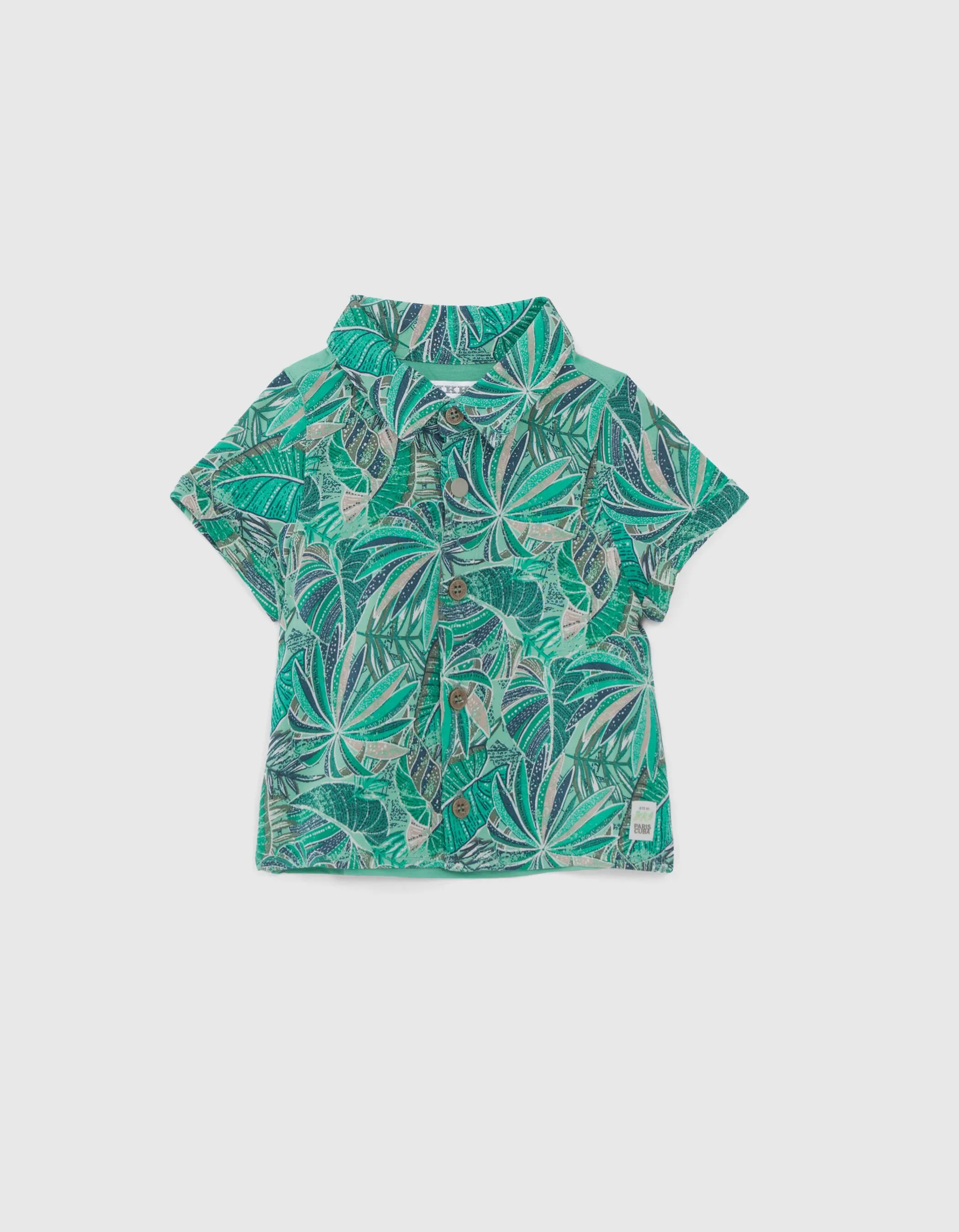 Chemise verte LENZING™ ECOVERO™ motif exotique bébé garçon