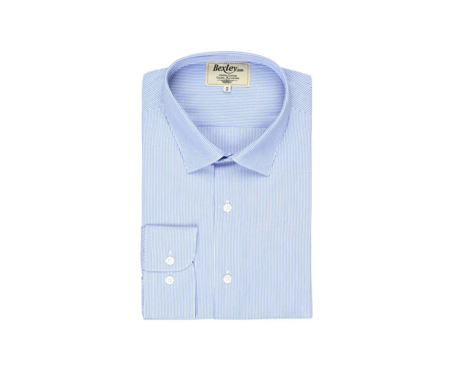 Chemise à fines rayures bleues - Col français Aubertin Classic