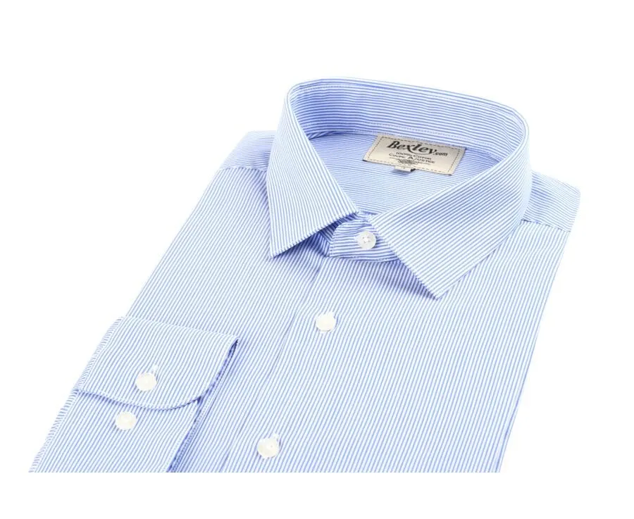 Chemise à fines rayures bleues - Col français Aubertin Classic