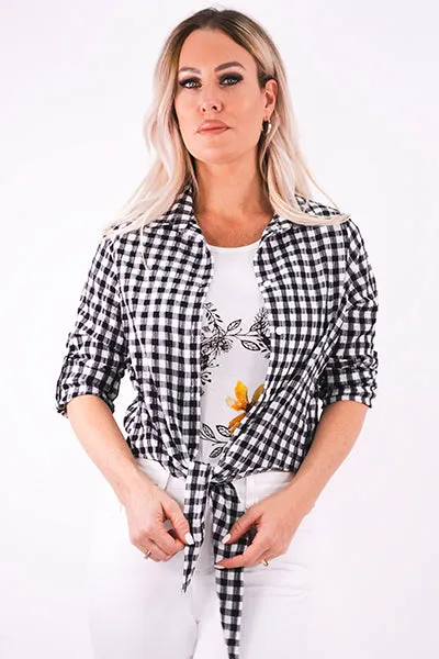 Chemisier Gingham avec nud à l'avant - Michael Tyler
