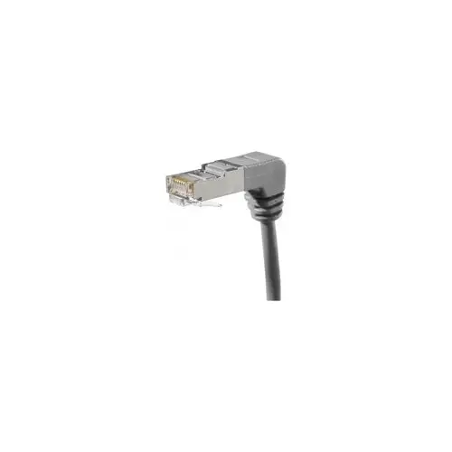 Cordon RJ45 categorie 6A S/FTP coude bas gris - 3 m