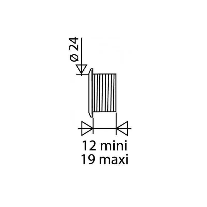 Enjoliveur de trop plein chromé diamètre 24 mm, longueur 26 mm