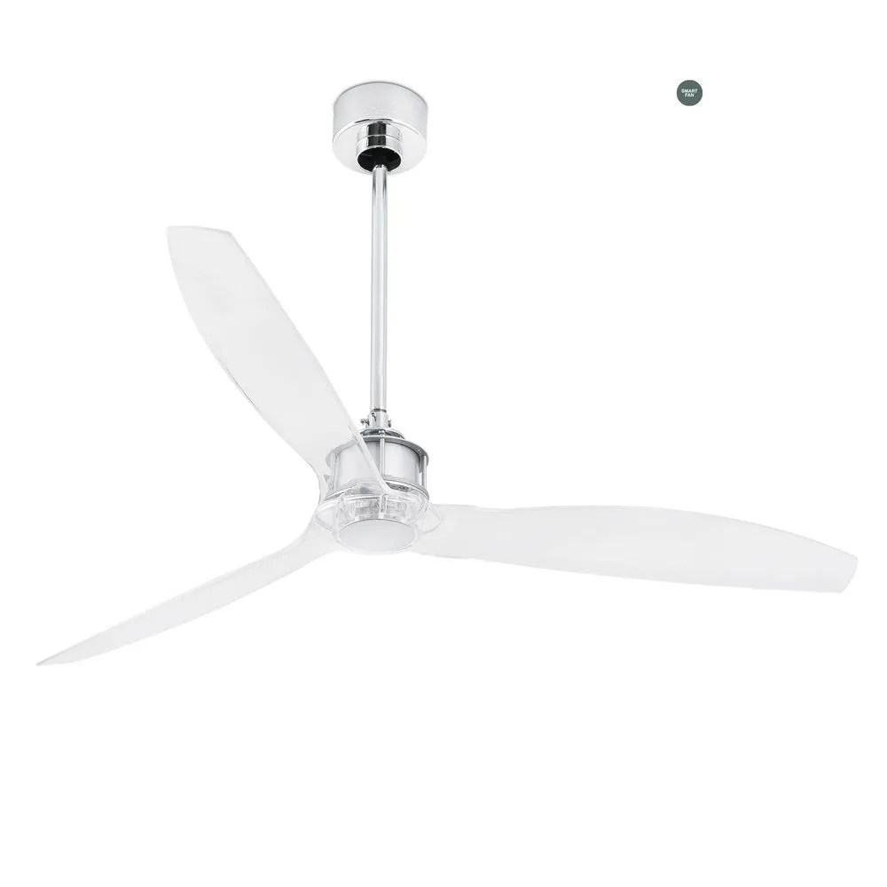 FARO 33394WP Ventilateur de plafond transparent et chromé SMART FAN Ø128cm JUST FAN