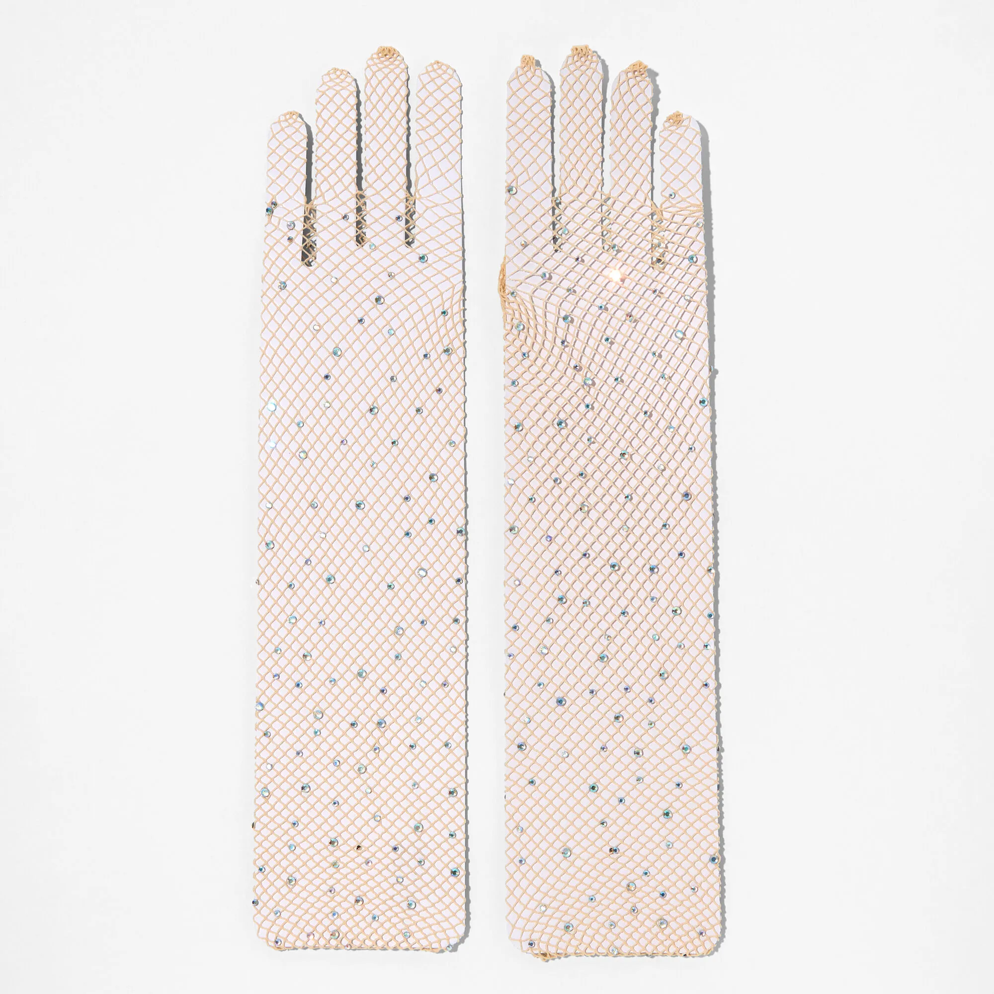 Gants en résille longs avec strass brun roux