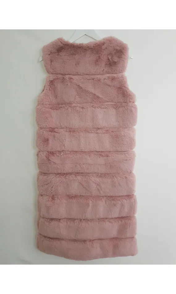 Gilet rose fausse fourrure, sans manches -  Morango, vêtements pour femme