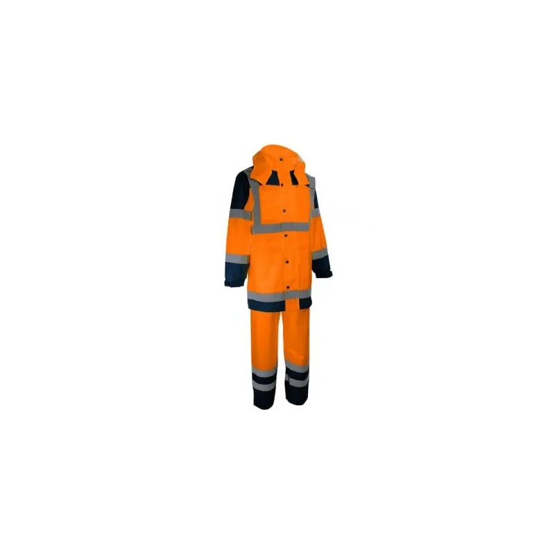 Habit de pluie haute visibilité orange/marine fluo polyuréthane SINGER "VILO03" taille L