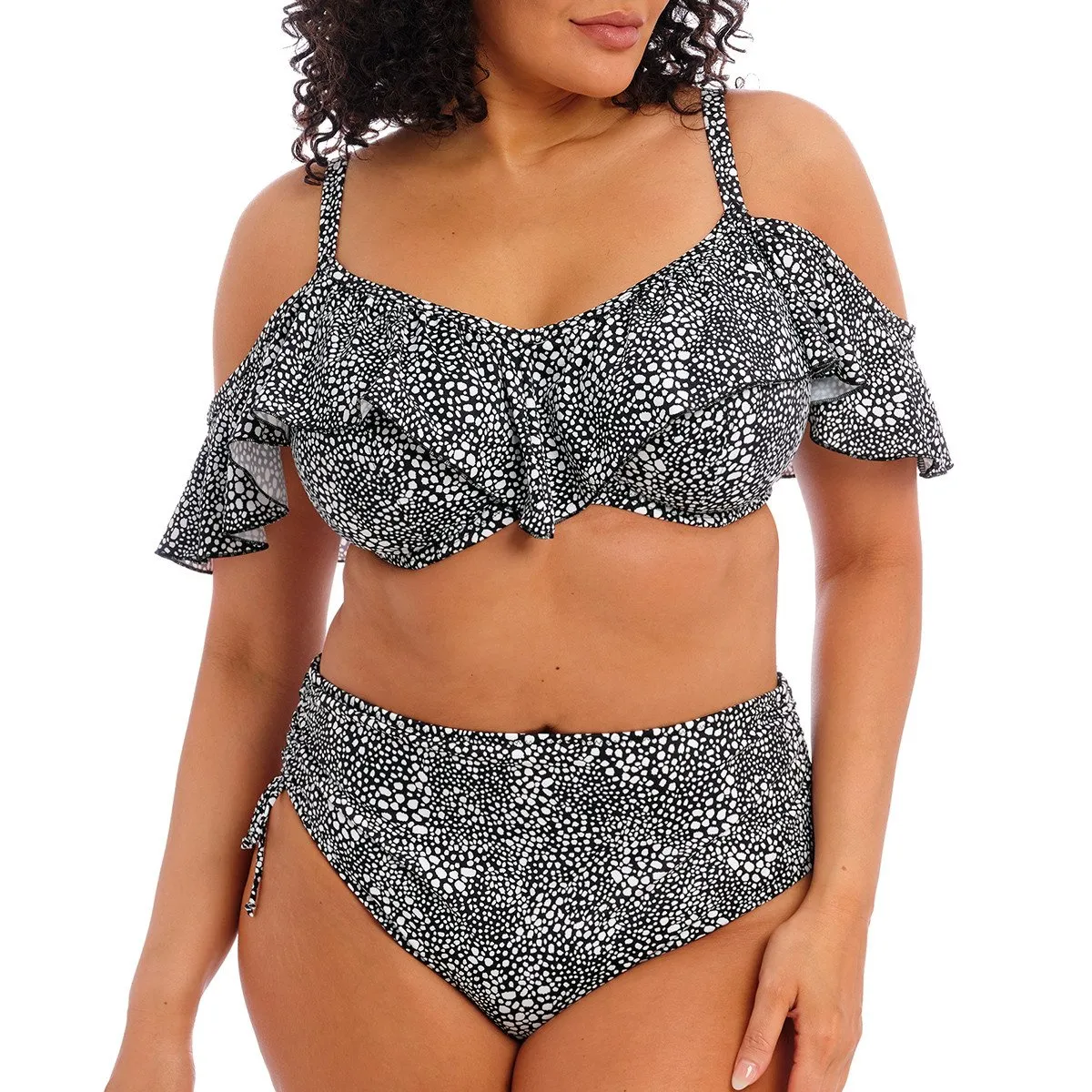 Haut de maillot à volants avec armatures Pebble cove noir Elomi Swim