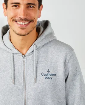 Hoodie zippé homme Capitaine papy (brodé)