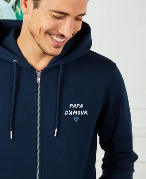 Hoodie zippé homme Papa d'amour brodé