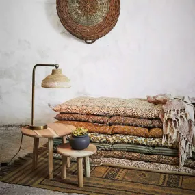 Lampe d'ambiance en métal et fibres naturelles