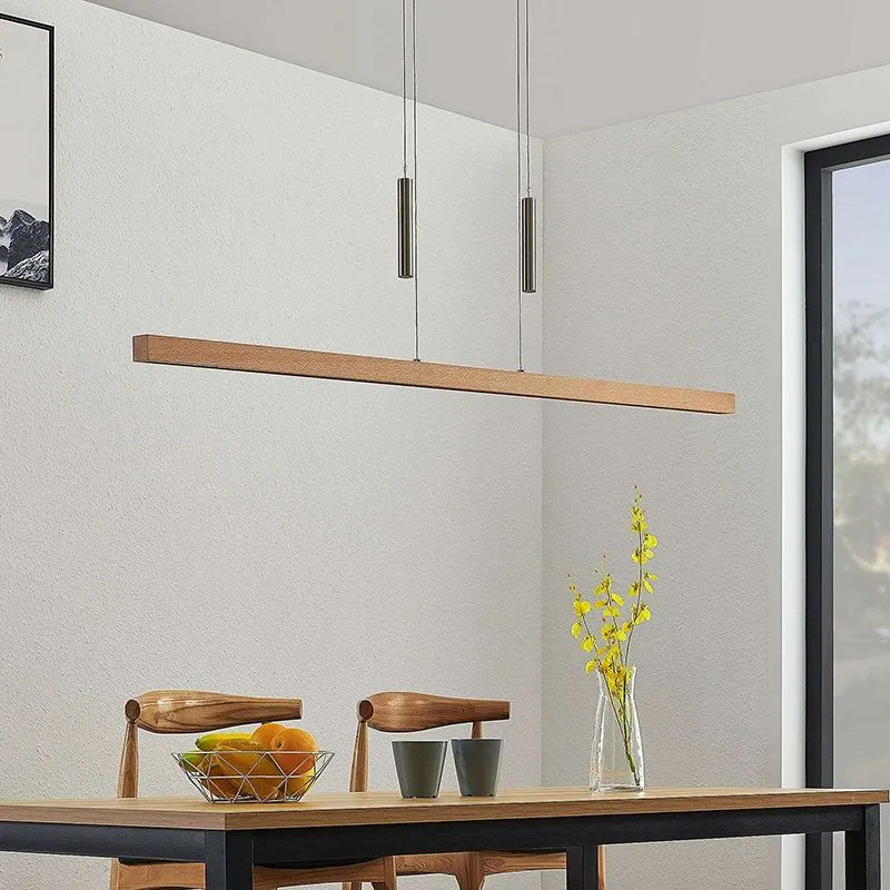 Lampe à suspension rurale en bois avec LED - Tamlin