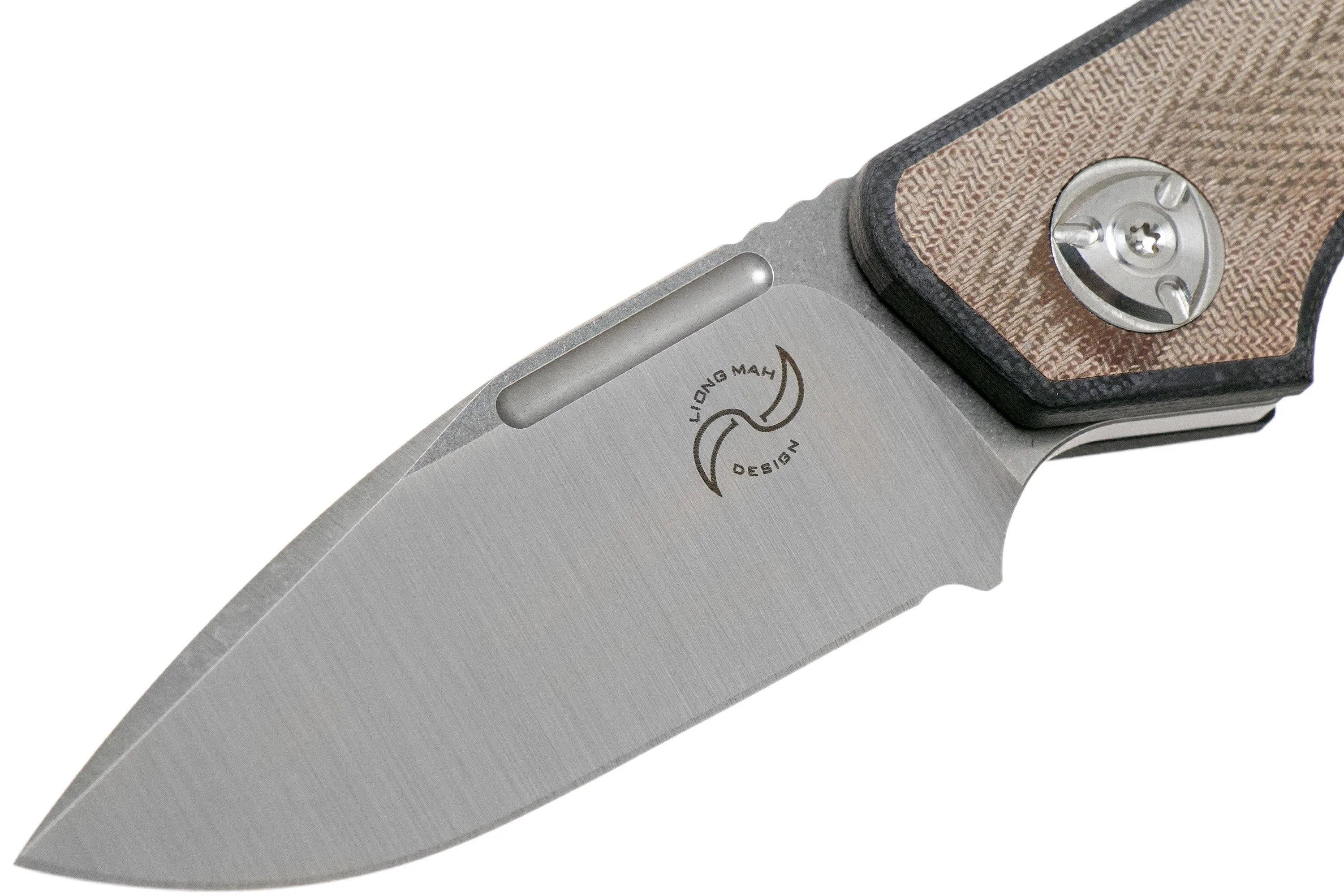  Liong Mah Traveller Spearpoint Green Canvas Micarta couteau de poche