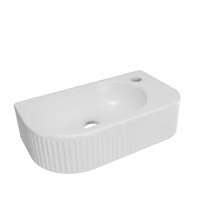 Luca Varess Rondo Ribs lave-mains 41 x 22 cm porcelaine blanc mat