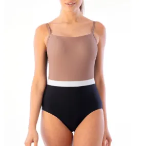 Maillot de bain Mariana 1 pièce gainant noir et taupe Deidad