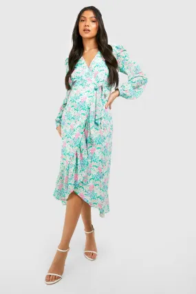 Maternité - Robe de grossesse portefeuille fleurie