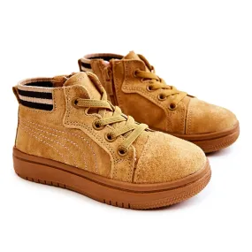 PA1 Baskets Montantes Enfant Zippées Boone Camel brun