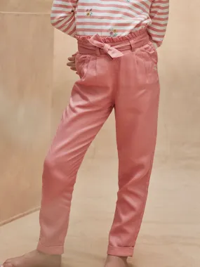 Pantalon coupe carotte rose en Lyocel