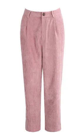 Pantalon droit en velours côtelé rose -  Morango, vêtements pour femme