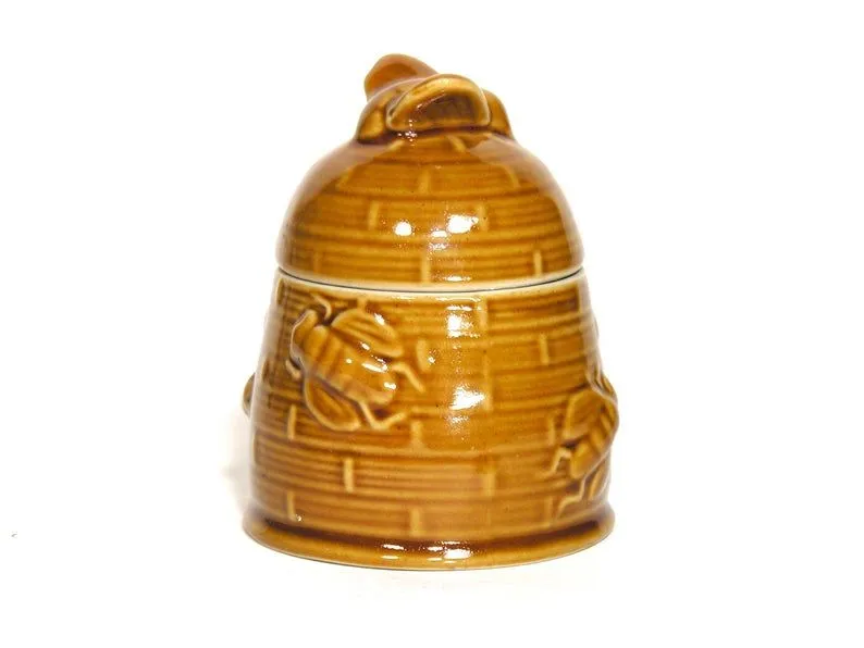 Petit Pot à Miel en céramique 1980 / Décor Ruche