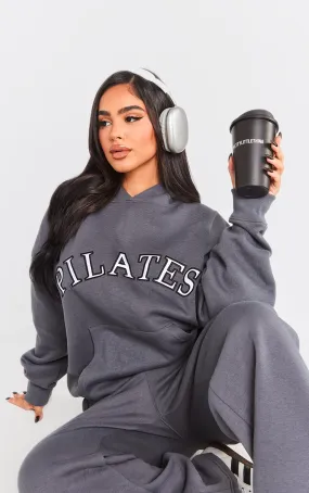 Petite Hoodie gris anthracite à imprimé Pilates