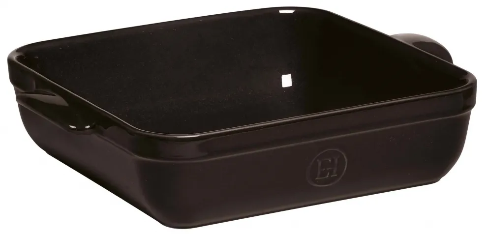 Plat carré noir Fusain 28 x 23 cm