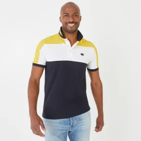 Polo en coton piqué color-block - jaune