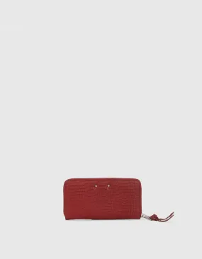 Portefeuille 1440 Compagnon cuir rouge embossé croco Femme