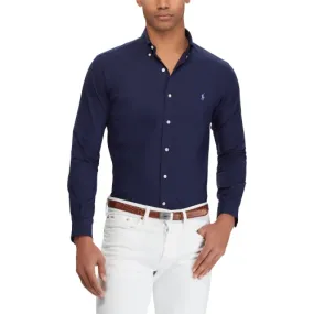 RALPH LAUREN Chemise slim navy en popeline - SPORT AVENTURE