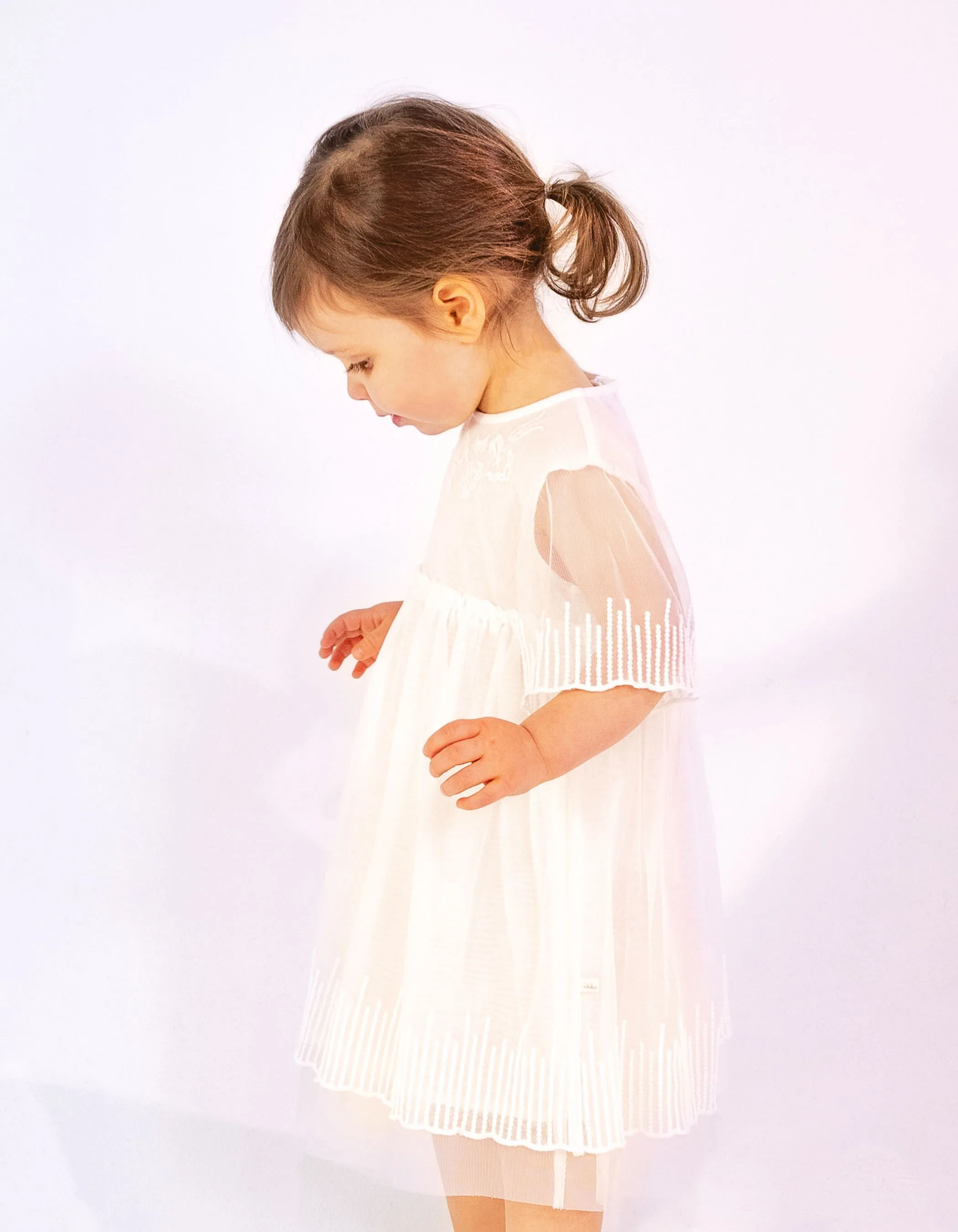 Robe cérémonie écrue tulle brodé bébé fille