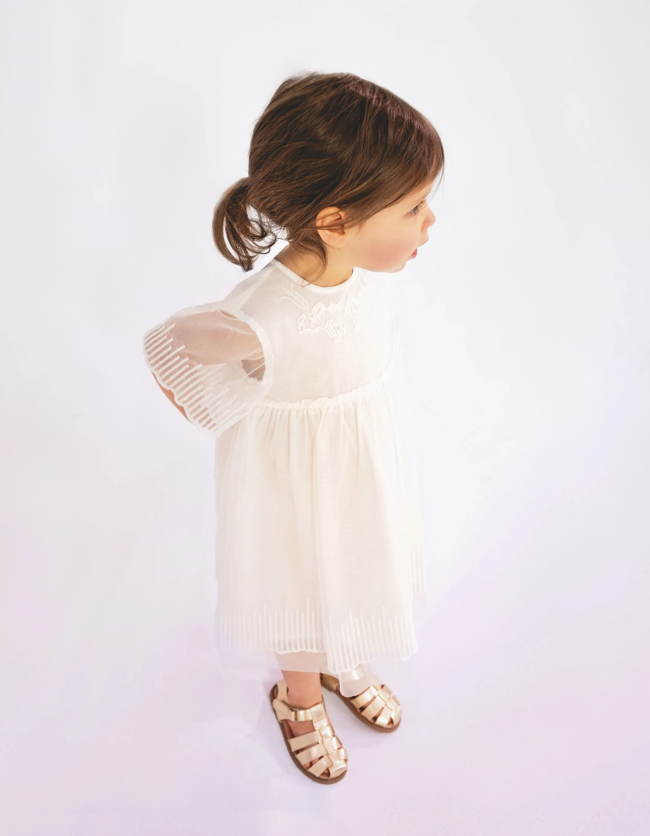 Robe cérémonie écrue tulle brodé bébé fille