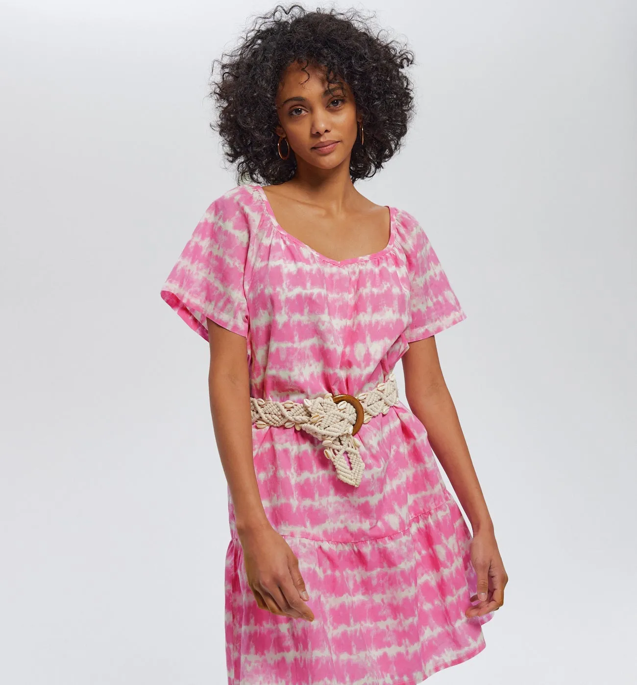 Robe courte tie dye - Rose