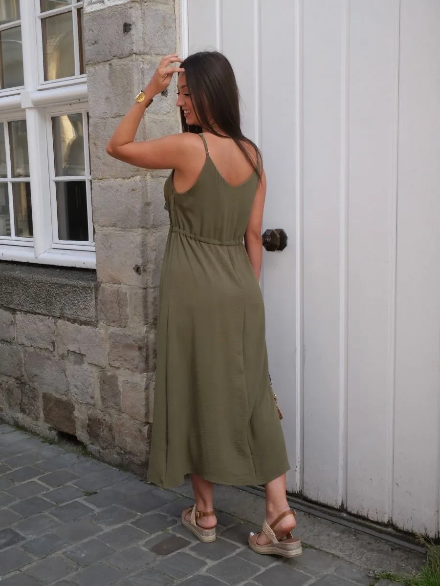 Robe longue Charlotte Kaki