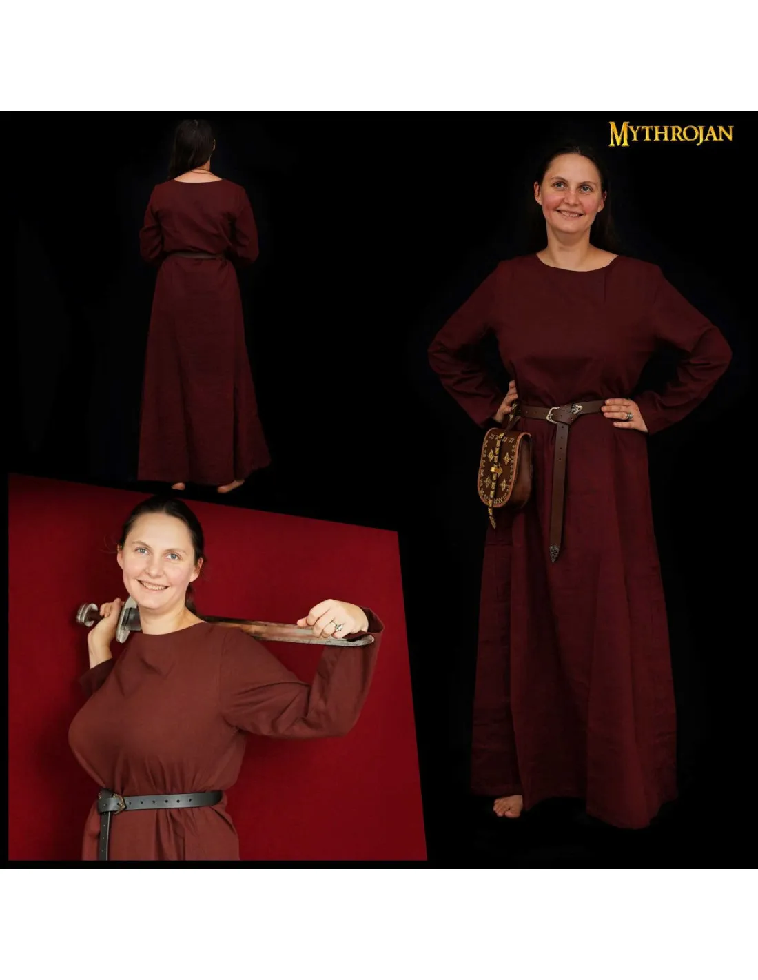 Robe longue médiévale Xe-XVe siècles, marron ⚔️ Boutique Épées