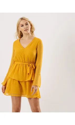 Robe à froufrous jaune à pois -  Morango, vêtements pour femme