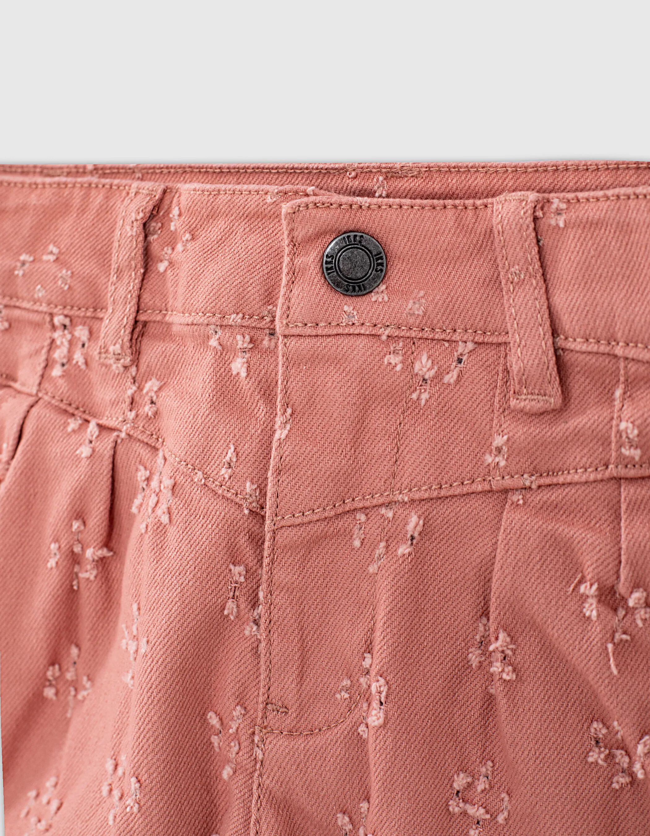 Short en jean dusty rose usures placées fille
