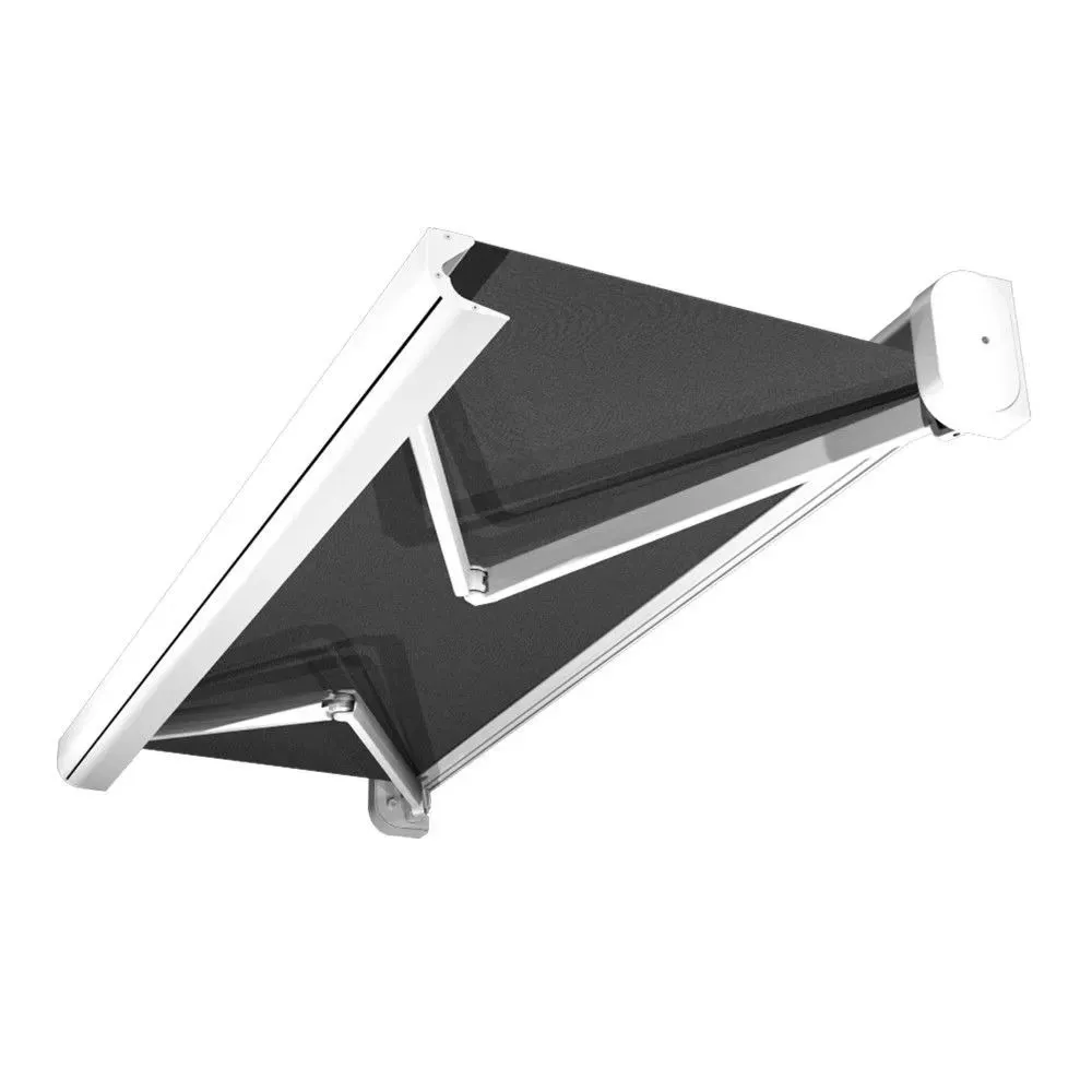 Store banne coffre intégral celeste 5,00x3,00 m (motorisé secours à télécommande + led - blanc satiné ral9010 - gris graphite)